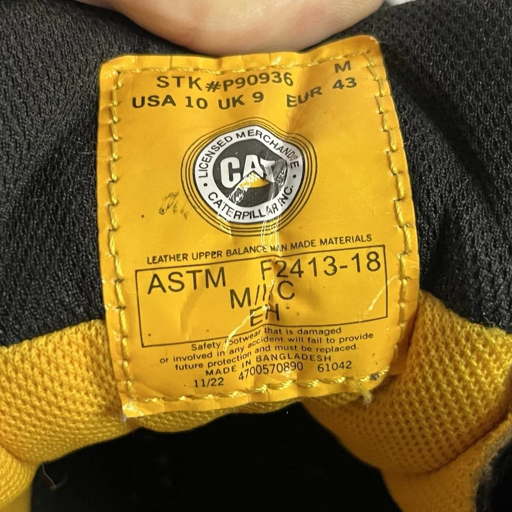 CAT P90936 Steel Toe Waterproof Work Boots ASTM F2413-18 EH Men's Size 10